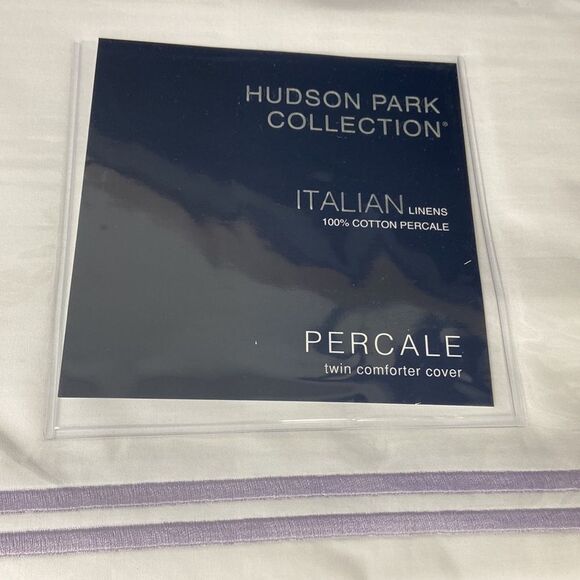 Hudson Park Italian Linens 100% Cotton Percale Duvet Cover - Picture 2 of 3